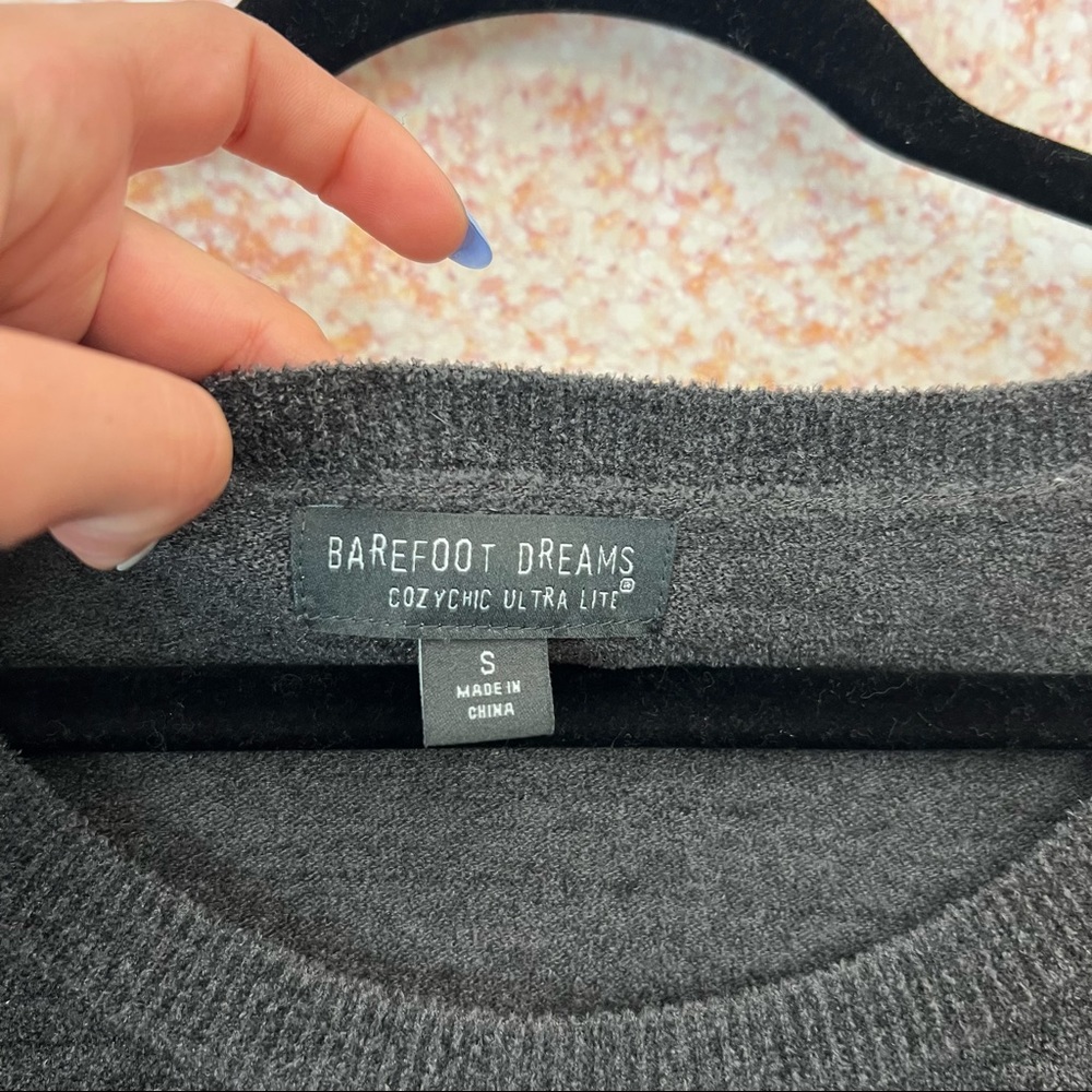 🦄SOLD🦄 NEW Barefoot Dreams Cozychic Luxe Long Sleeve Top, Carbon - Picture 4 of 10